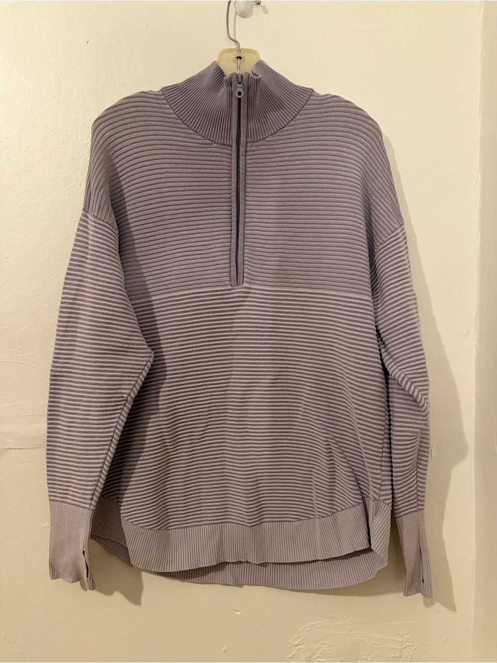 Aerie Offline Ribbed Purple Half Zip Sweater